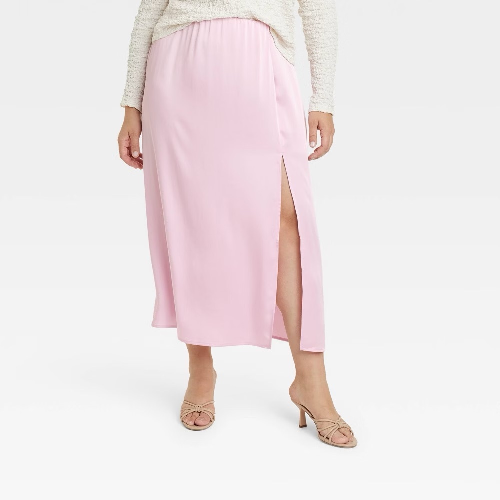 NEW! Women's A-Line Maxi Slip Skirt, Light Pink - A New Day